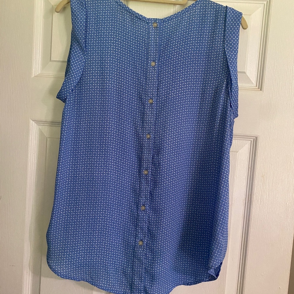 Loft Blue Patterned Tank Top - image 3